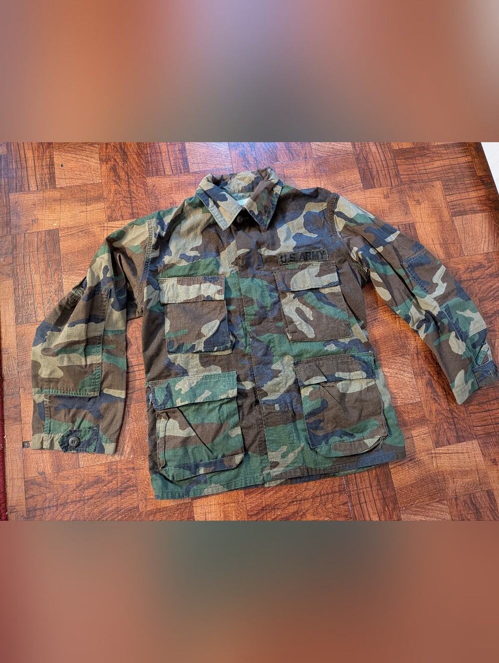 U.S. Army USA Camp Jacket Men's Small Short Vintage M81 Woodland Combat